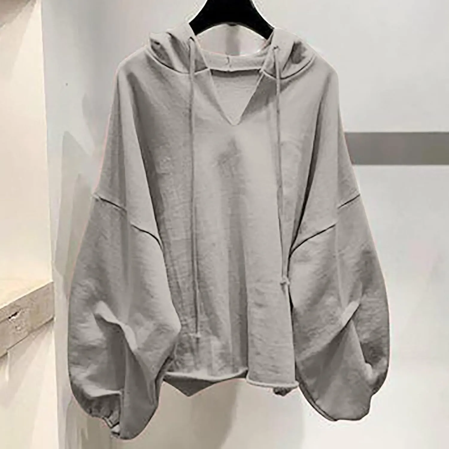 2024 Fashion Fall Hoodies for Women Oversized Solid Color Lightweight Sweatshirt Teen Girls Preppy Slouchy Pullover