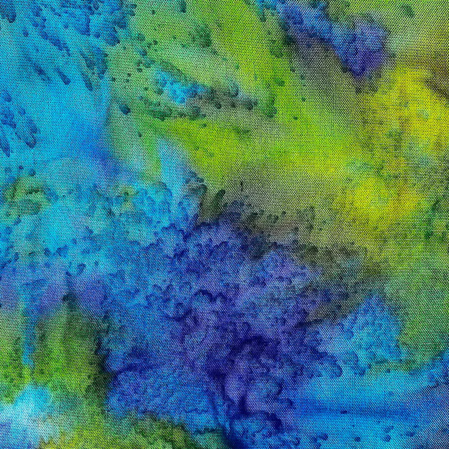 2.5-yard PIECE Pre-Washed/Dried, Hana, Tropical Turquoise/Lime Artisan Tie Dye Rayon Challis from India, #HB-273