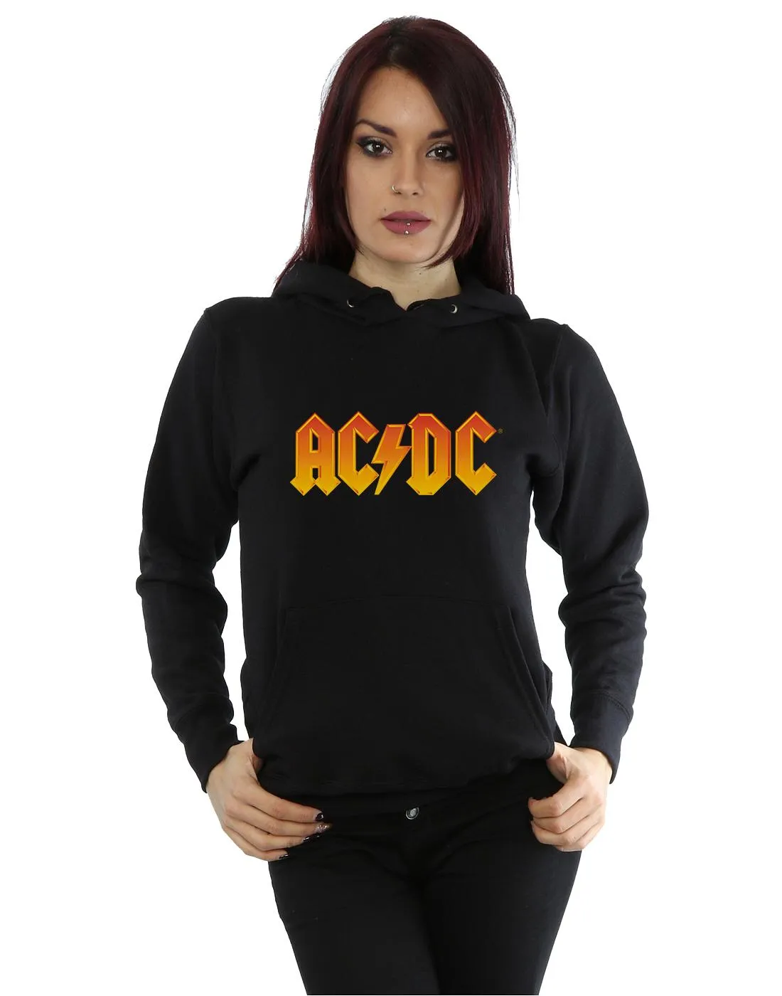 AC/DC Womens/Ladies Fire Logo Hoodie