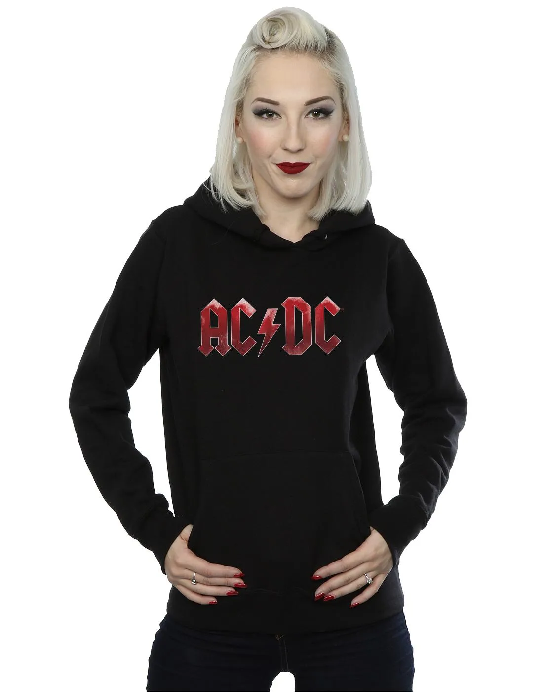 AC/DC Womens/Ladies Red Ice Logo Hoodie