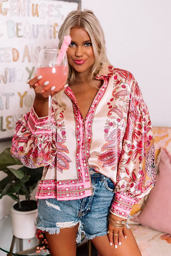Affectionate Feeling Satin Top In Pink