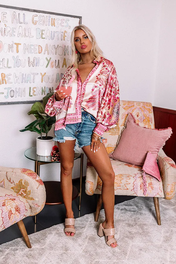 Affectionate Feeling Satin Top In Pink