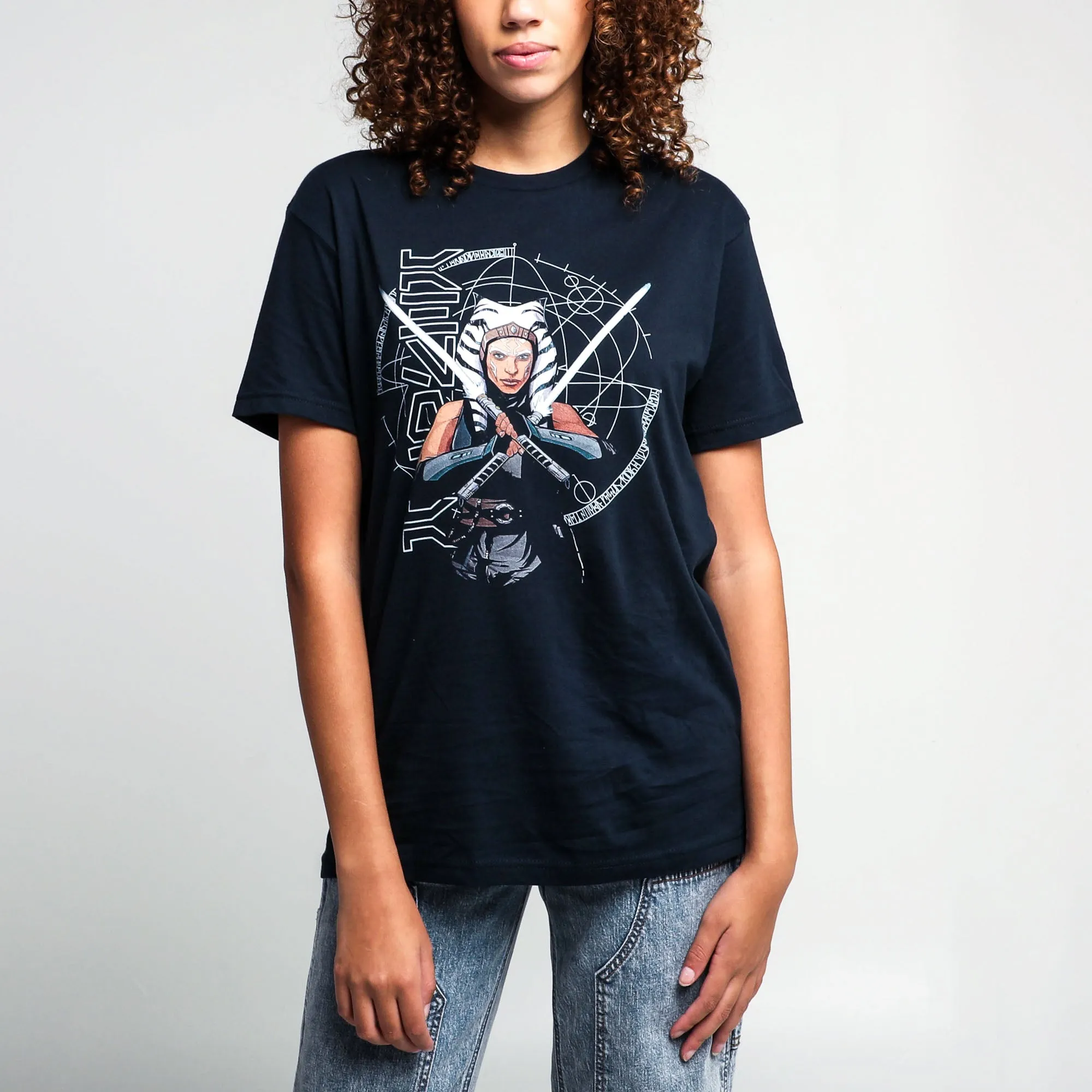 Ahsoka With Lightsaber Navy Tee