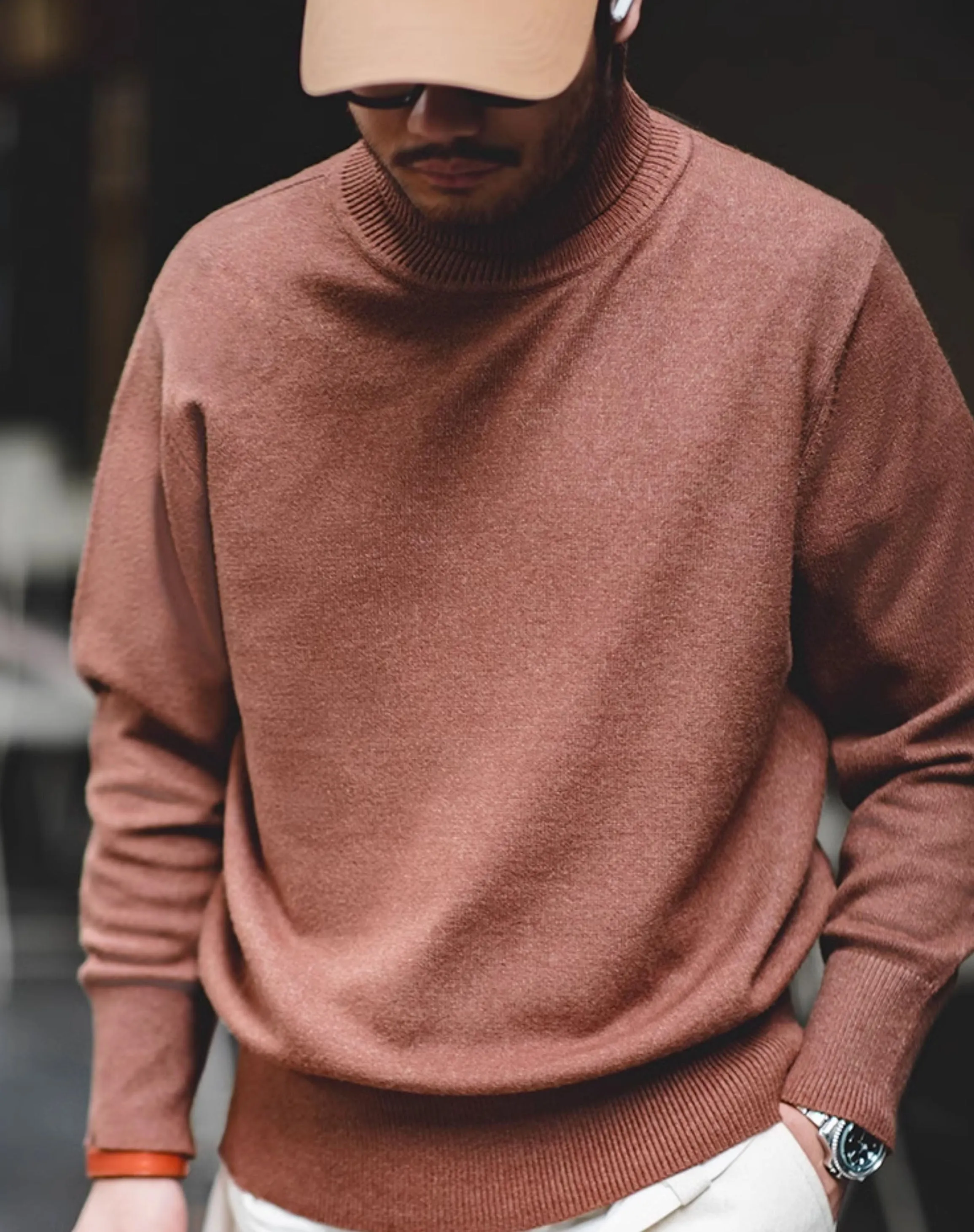 American Casual Workwear Turtleneck Warm Bottoming Men's Sweater