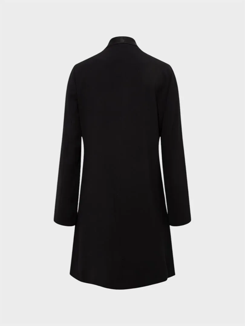 Anthracite Metal Stripe Detailed Jacket with Satin Collar - Black