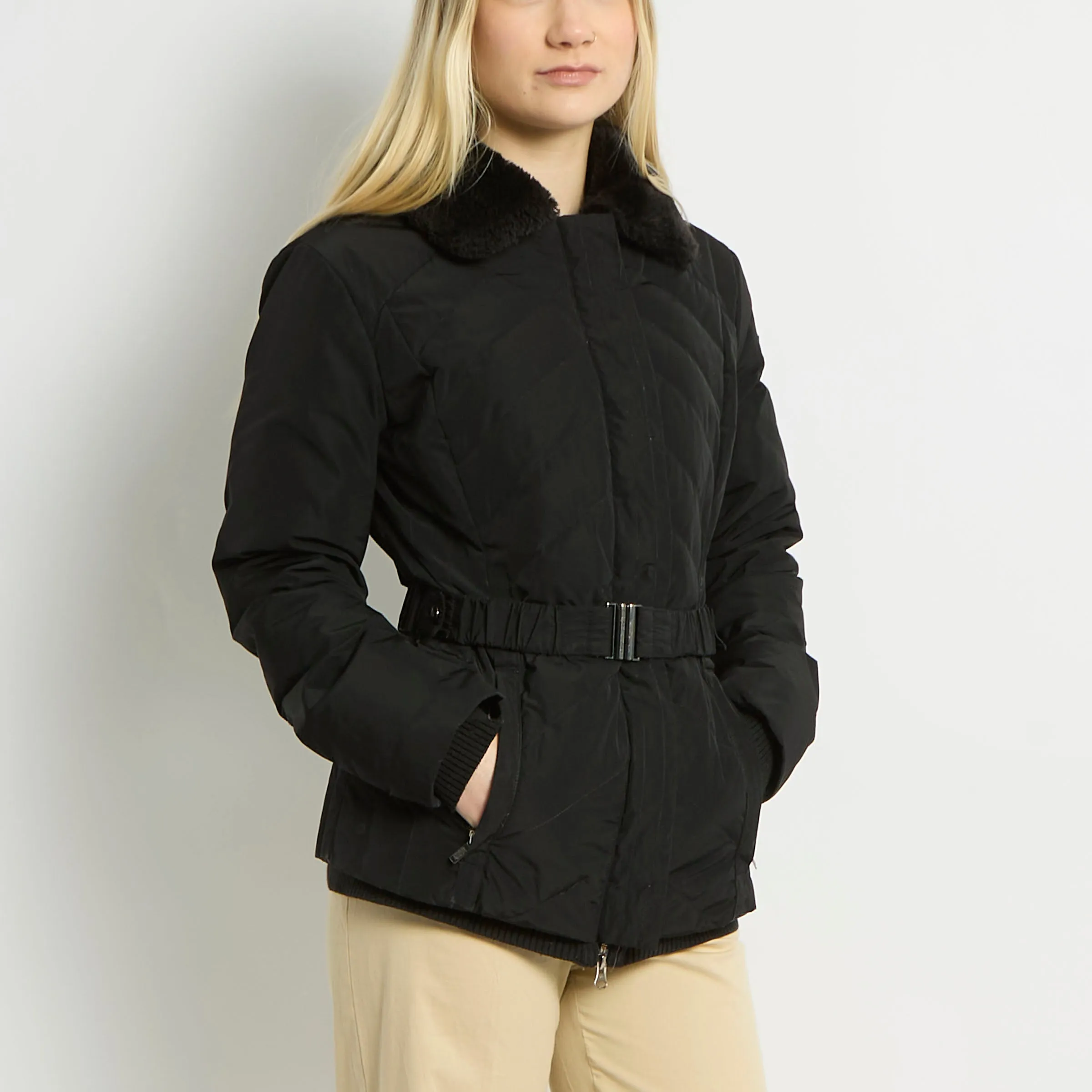 Armani Lightweight Puffer With Fur Collar - M