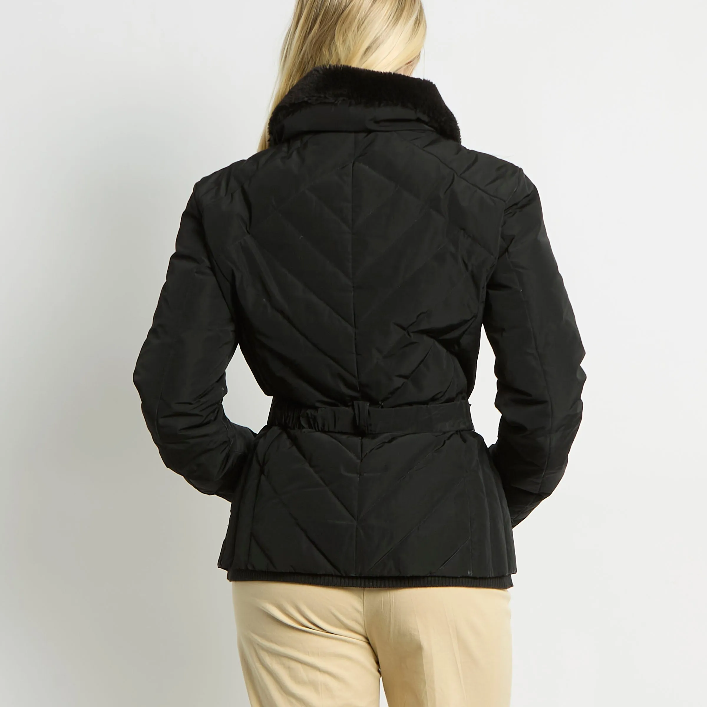 Armani Lightweight Puffer With Fur Collar - M