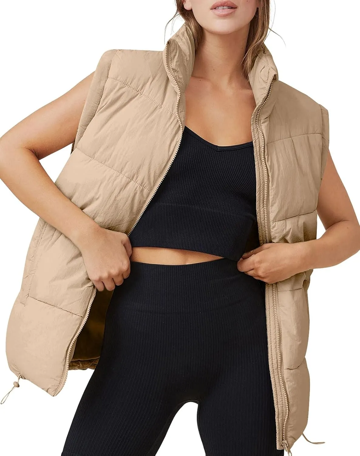 AUTOMET Puffer Vest Women Sleeveless Zip Up Outerwear Warm Puffer Lightweight Down with Pocket Fall Winter Jackets Coats 2025
