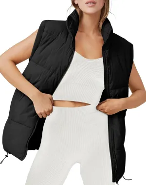 AUTOMET Puffer Vest Women Sleeveless Zip Up Outerwear Warm Puffer Lightweight Down with Pocket Fall Winter Jackets Coats 2025