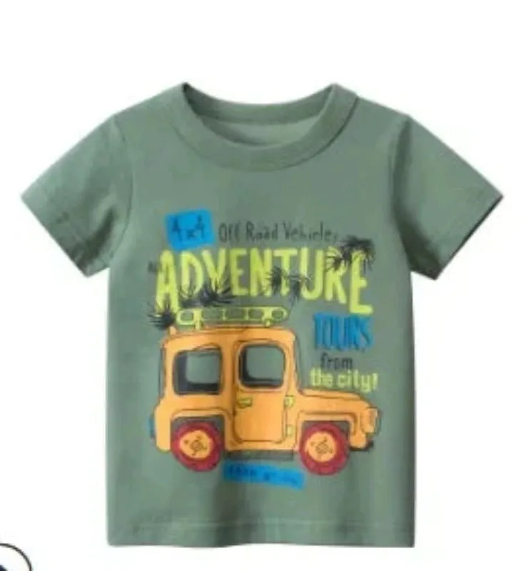 Baby Boys Car Dinosaur 2-12Y Summer Tees