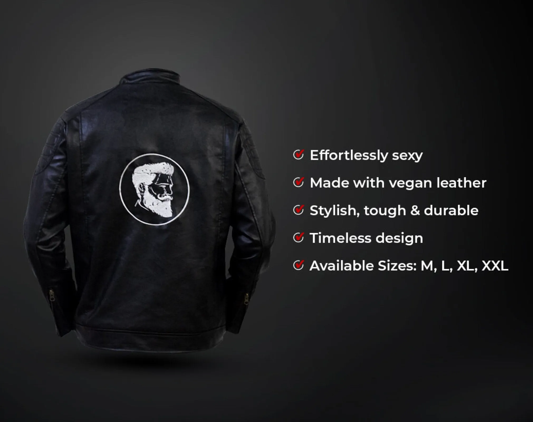 Beardo Vegan Leather Jacket (Black)