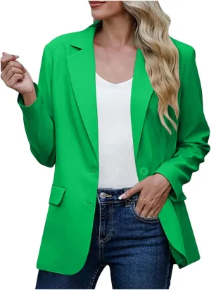 Blazers for Women Trendy Dressy Suit Jackets,2024 Winter Bussiness Suit Clothes,Long Sleeve Button Open Front Tops
