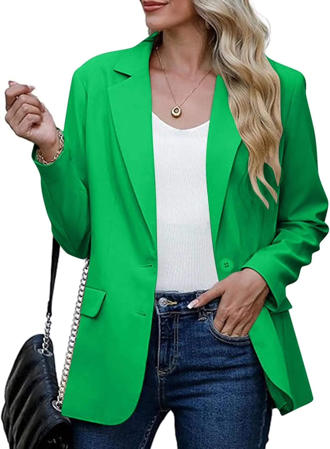 Blazers for Women Trendy Dressy Suit Jackets,2024 Winter Bussiness Suit Clothes,Long Sleeve Button Open Front Tops