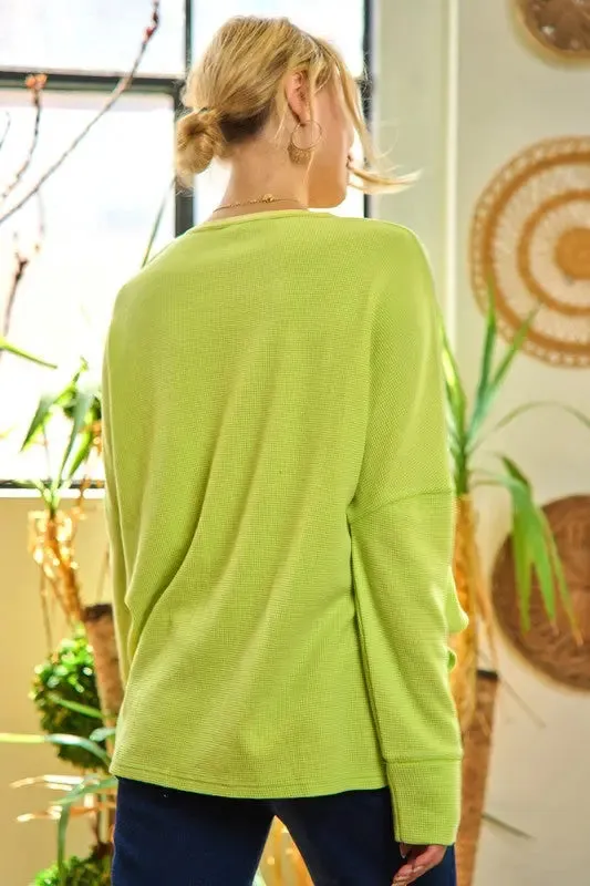 Button Down Side Slit Pullover Knit Top KRT1775