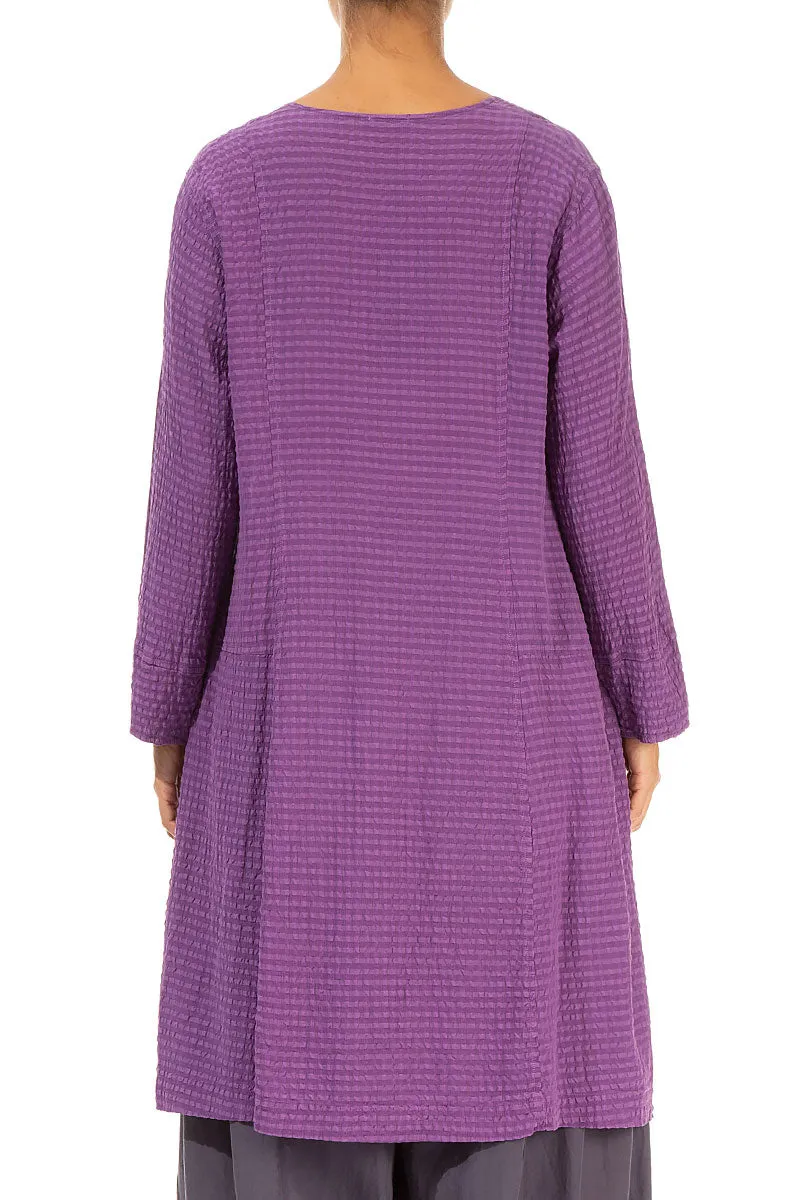 Buttoned Purple Textured Silk Jacket