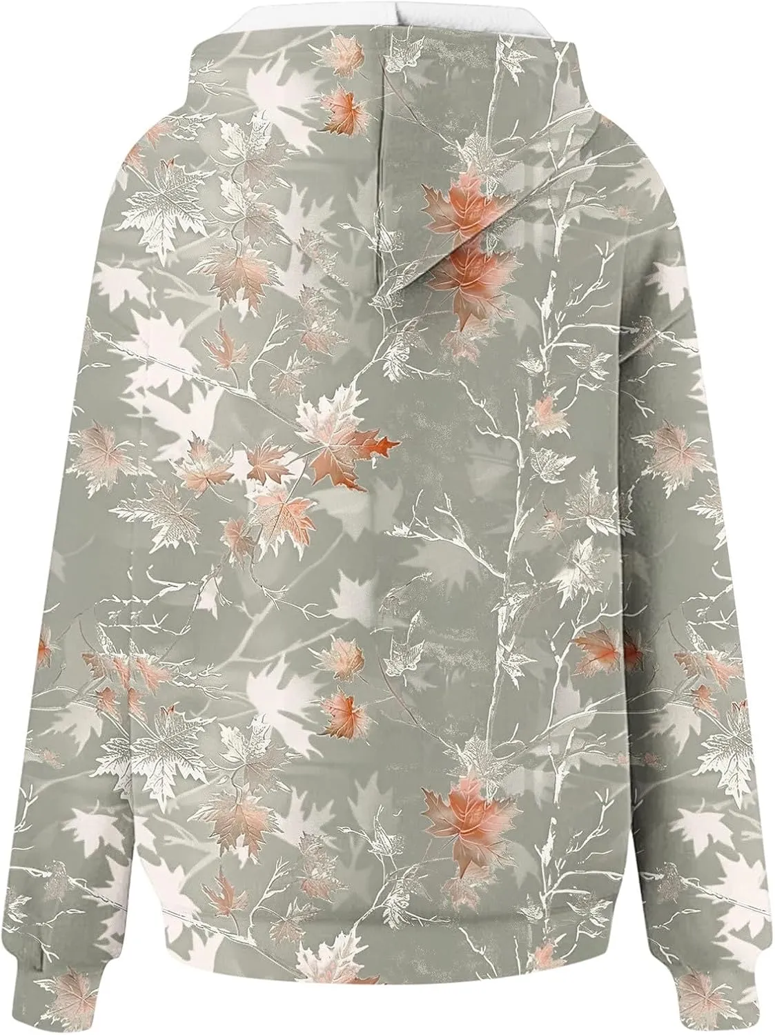 Camo Hoodie for Women Men Long Sleeve Maple Leaf Print Fleece Hoodies Oversized Hooded Sweatshirt Pullover with Pocket