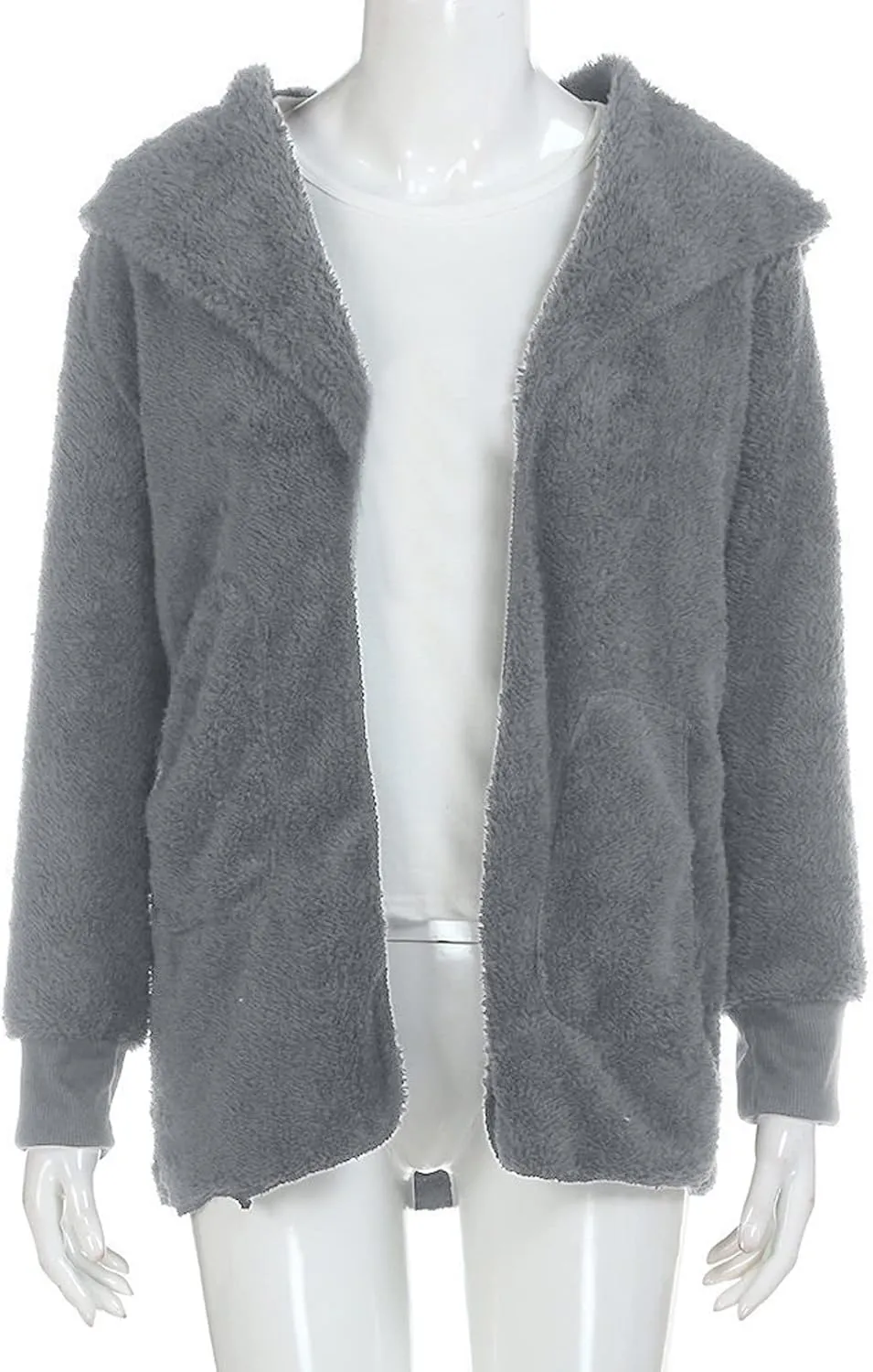 Cardigan for Women Winter Fashion Plus Size Long Fleece Jacket Casual Long Sleeve Open Front Coat Fuzzy Outerwear