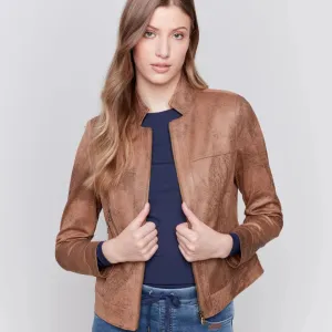 CHARLIE B Vintage Faux Leather Jacket - Truffle