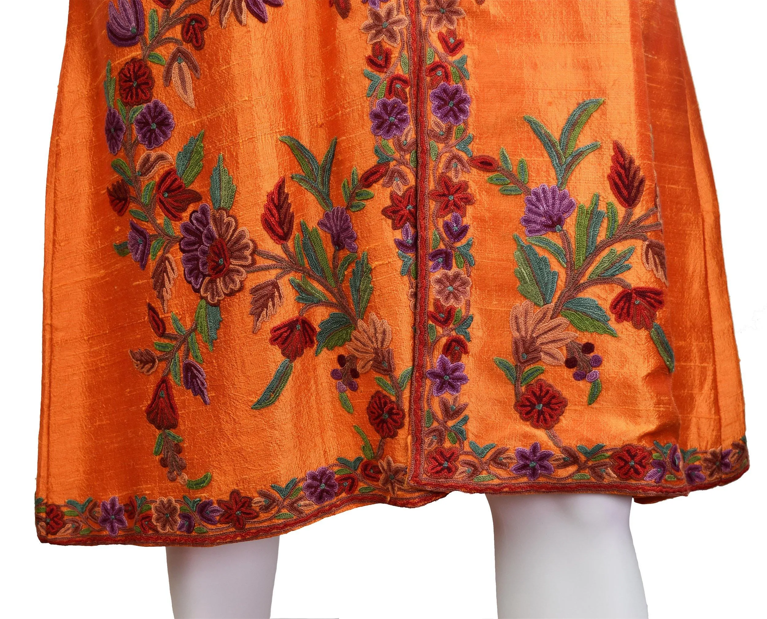 Clio Silk Jacket Dinner Floral Evening Dress Coat Hand Embroidered Kashmir