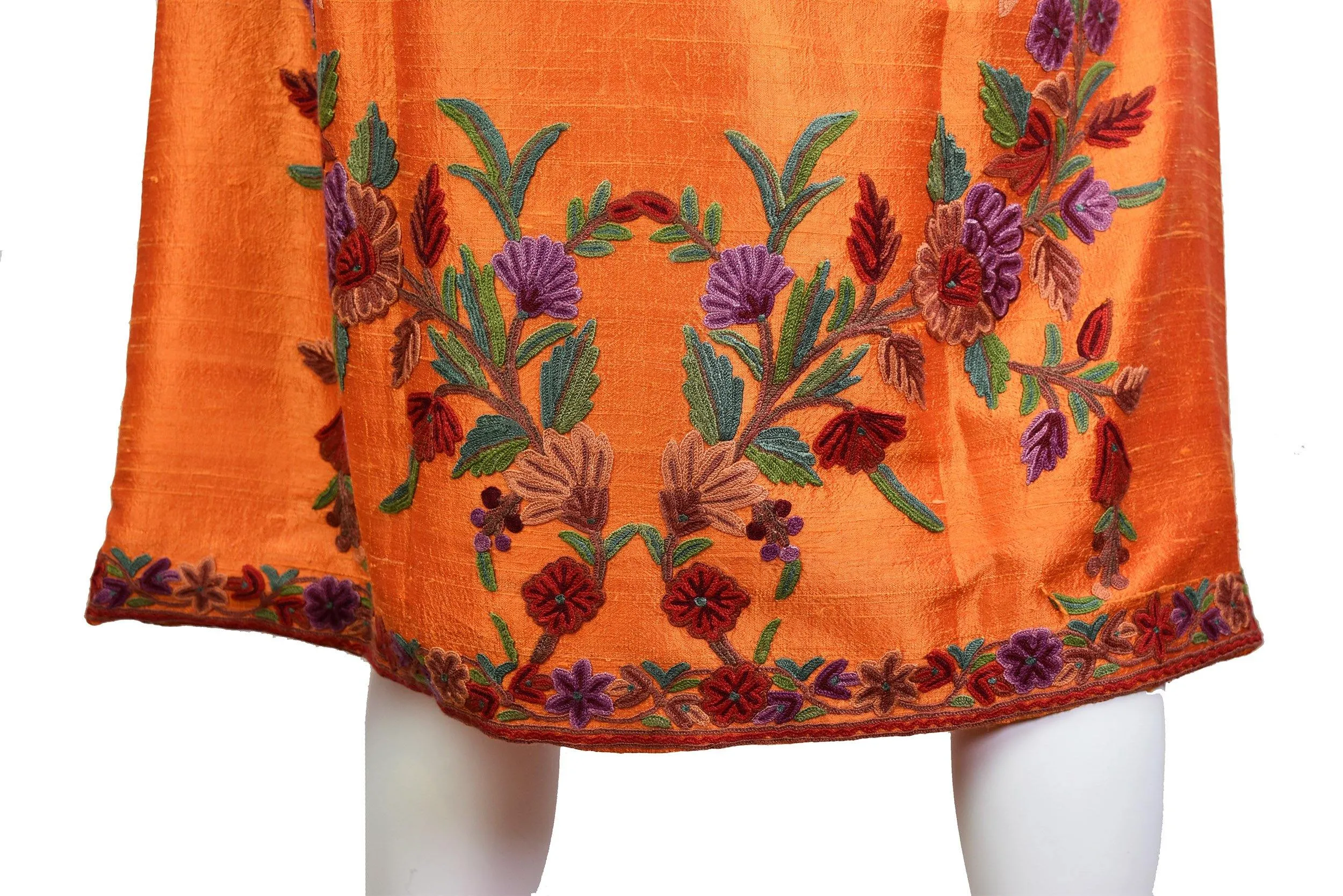 Clio Silk Jacket Dinner Floral Evening Dress Coat Hand Embroidered Kashmir