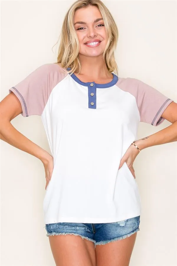 Color Contrast Baseball Top