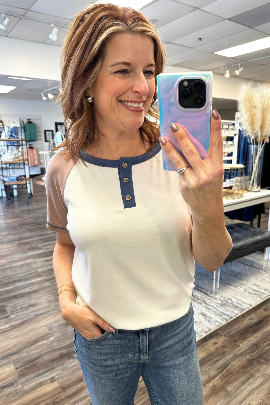 Color Contrast Baseball Top
