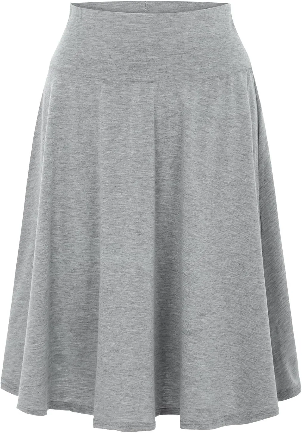 CTRLZS Pleated Skirts for Women Trendy Lightweight Flared Stretchy Midi Skater Skirt Plus Size High Waist Casual Jersey Skirt
