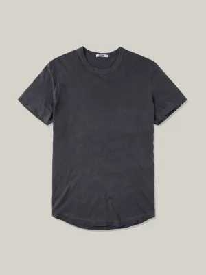 Dark Navy Venice Wash Pima Curved Hem Tee