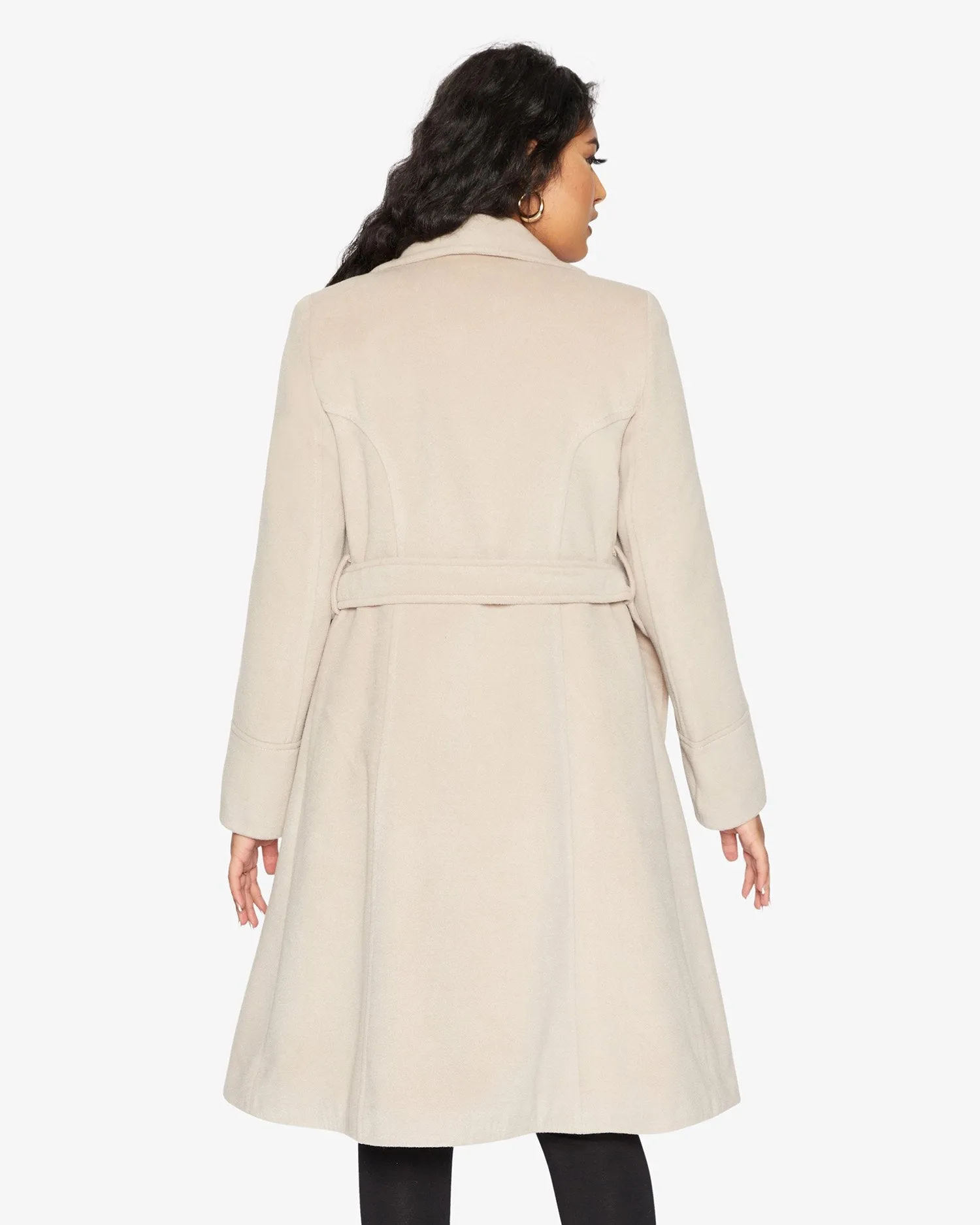 De La Creme Womens Waterfall Lapel Double Breasted Duster Coat
