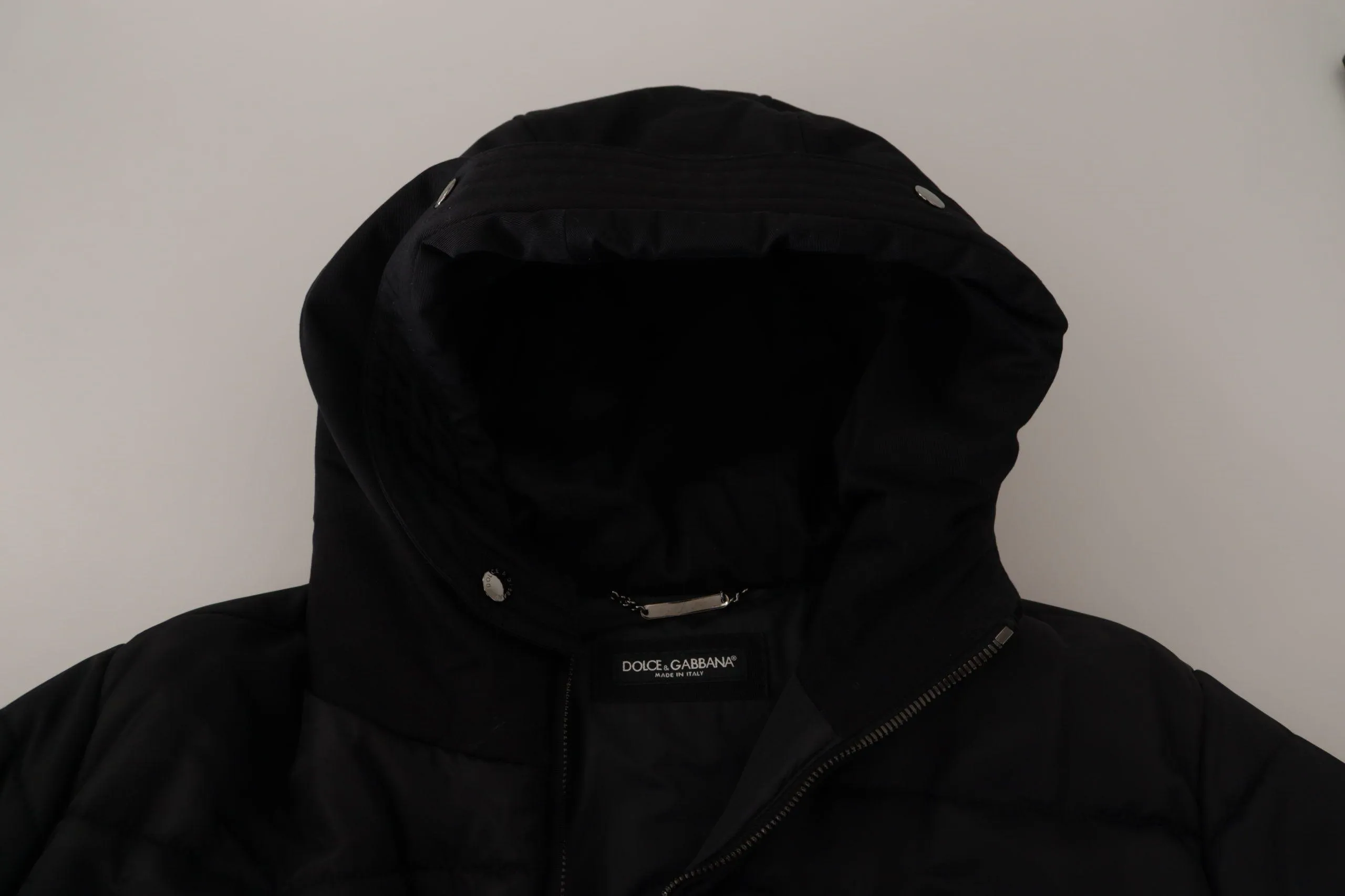 Dolce & Gabbana Elegant Black Hooded Parka Winter Jacket