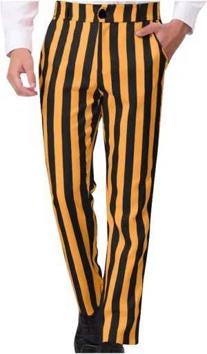 Dress Pants for Mens Stylish Stretch Dress Pants Slim Fit Striped Color Block Pants Casual Business Golf Pants
