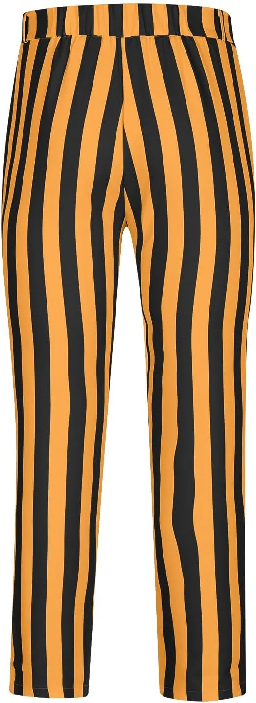 Dress Pants for Mens Stylish Stretch Dress Pants Slim Fit Striped Color Block Pants Casual Business Golf Pants