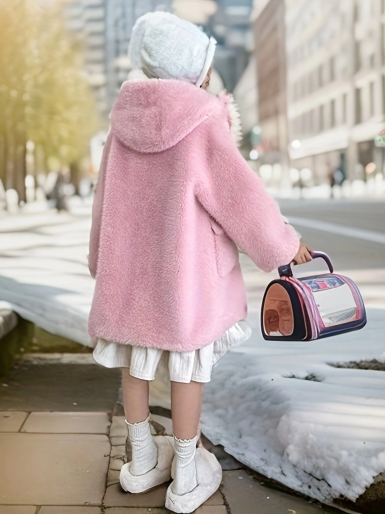 Elegant Girl's Coat, Medium Length, Outerwear, FS