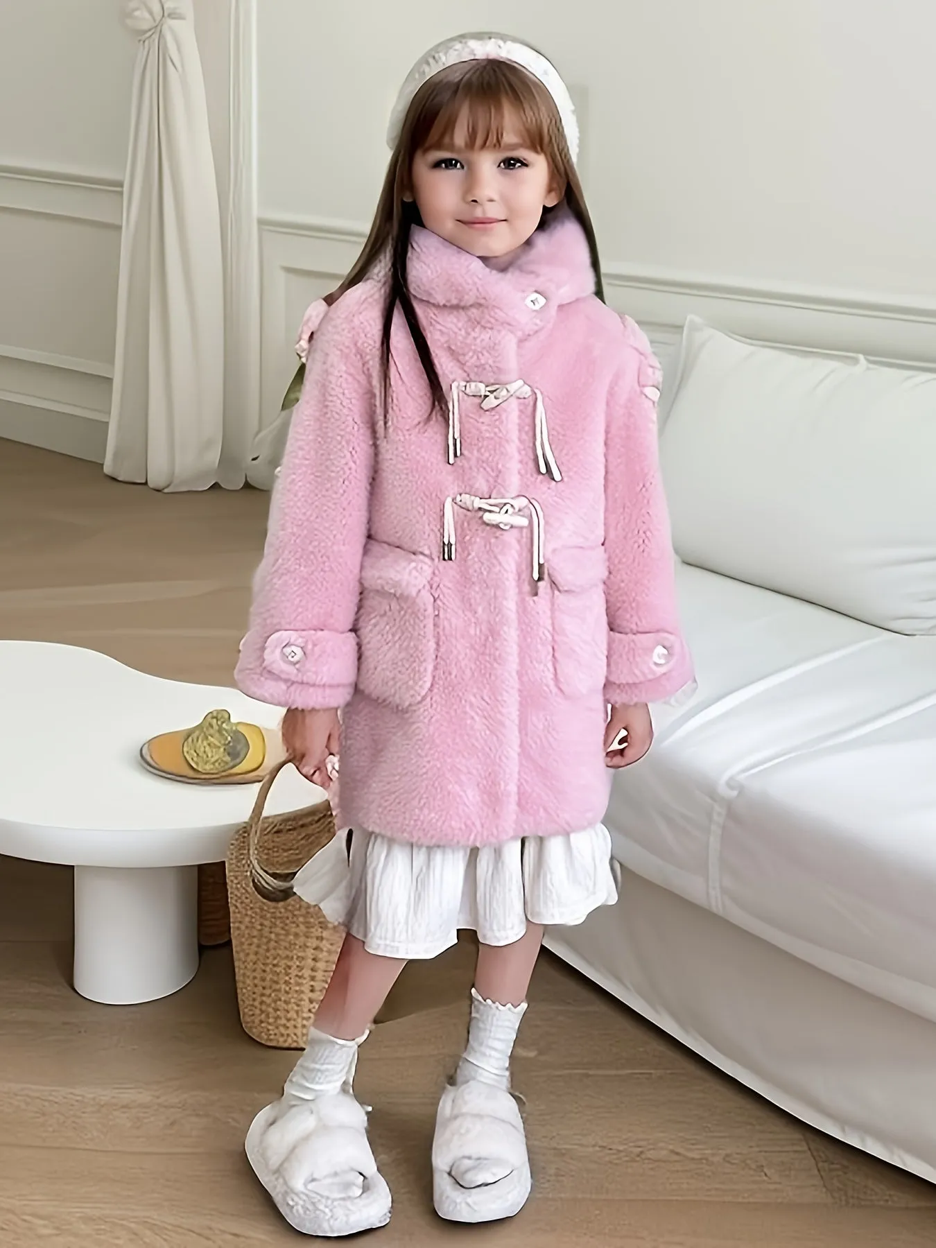 Elegant Girl's Coat, Medium Length, Outerwear, FS