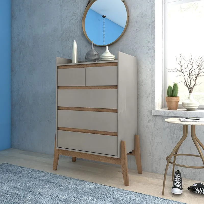 Essence 48.23" Tall Dresser with 5 Full Extension Drawers in Grey