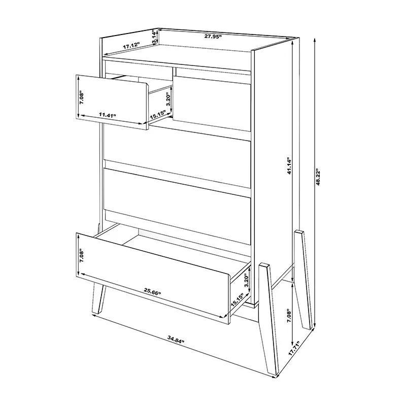 Essence 48.23" Tall Dresser with 5 Full Extension Drawers in Off White