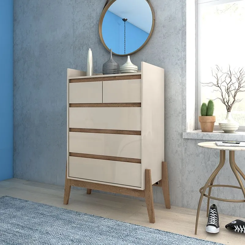Essence 48.23" Tall Dresser with 5 Full Extension Drawers in Off White