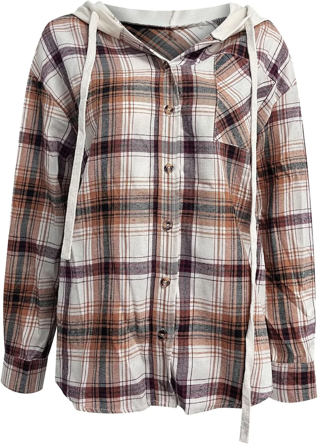 Flannel Hoodies For Women Fall Fashion 2023 Lightweight Shacket Jackets Casual Long Sleeve Button Fown Plaid Shirts