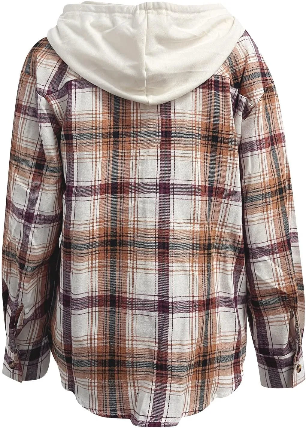 Flannel Hoodies For Women Fall Fashion 2023 Lightweight Shacket Jackets Casual Long Sleeve Button Fown Plaid Shirts