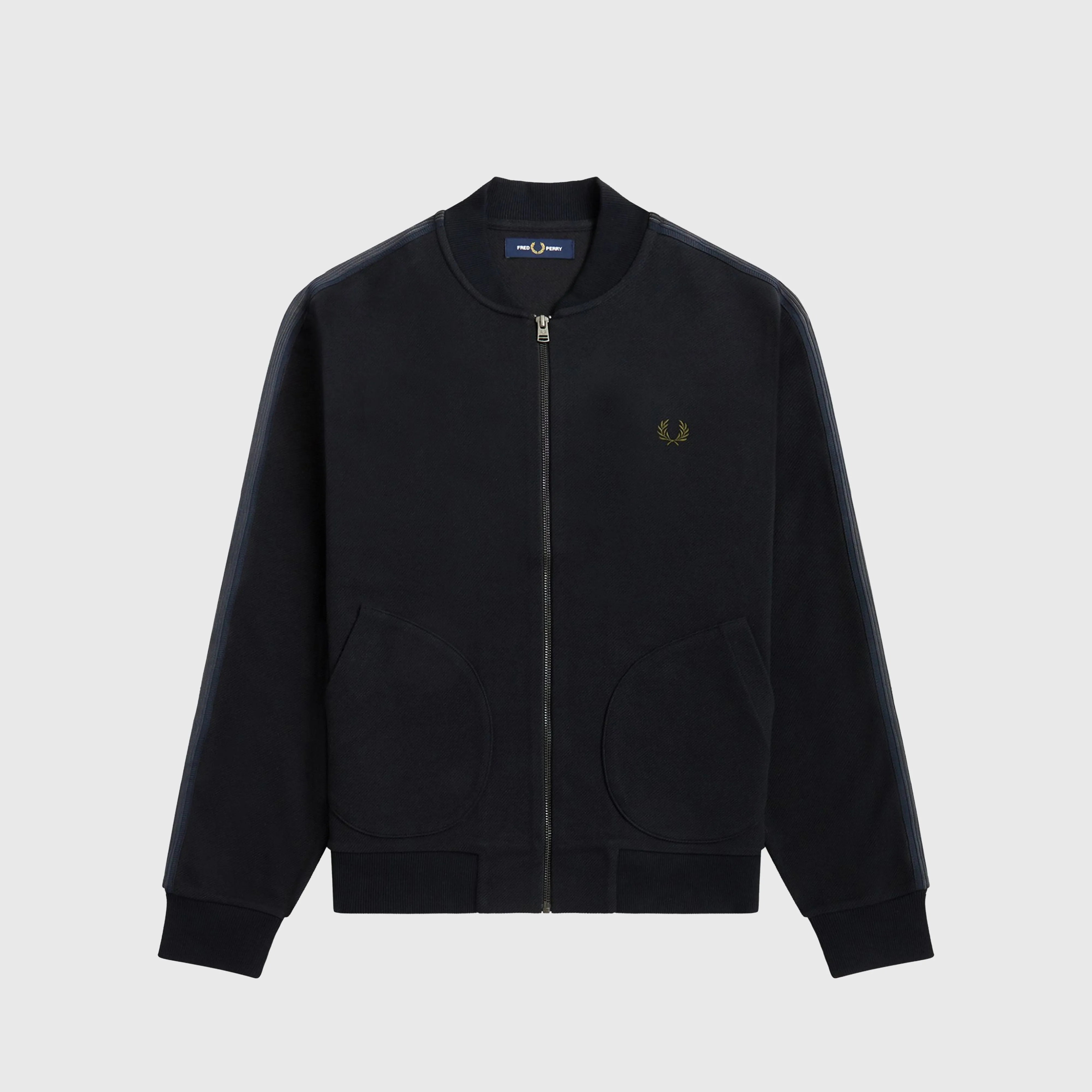 Fred Perry Knitted Taped Track Jacket - Shaded Navy