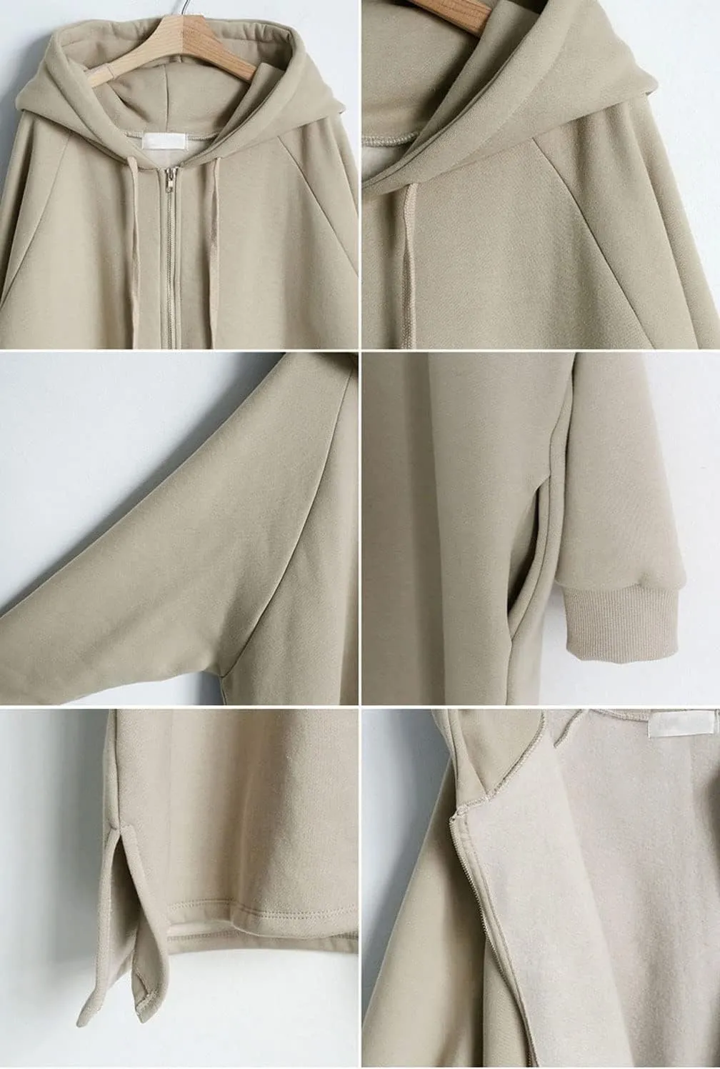 GGUHHU Womens Casual Long Hoodie Coat Full Zipper Thin Fleece Lined Oversize Outerwear