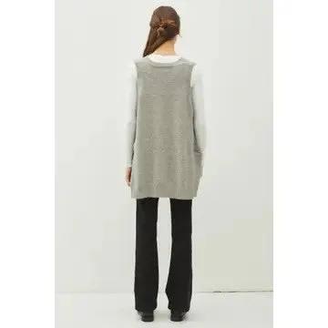 Go To Extremes Heather Grey Oversize V Neck Sweater Vest (Size Medium/Large)
