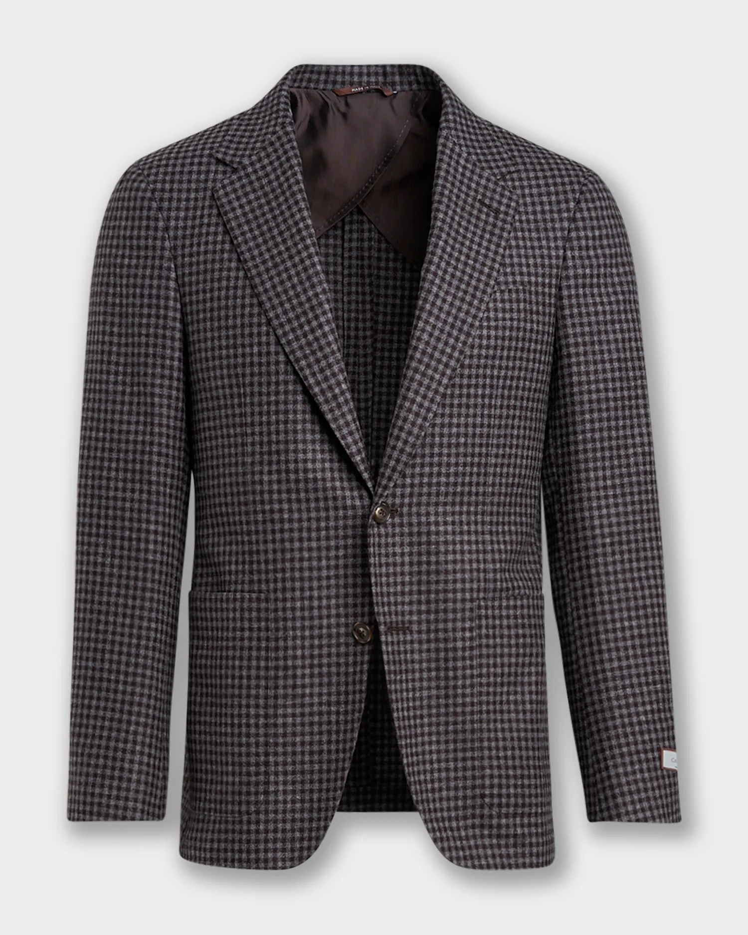 Grey And Brown Check Cashmere Silk Sports Jacket