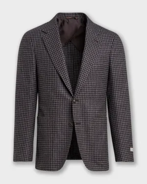 Grey And Brown Check Cashmere Silk Sports Jacket