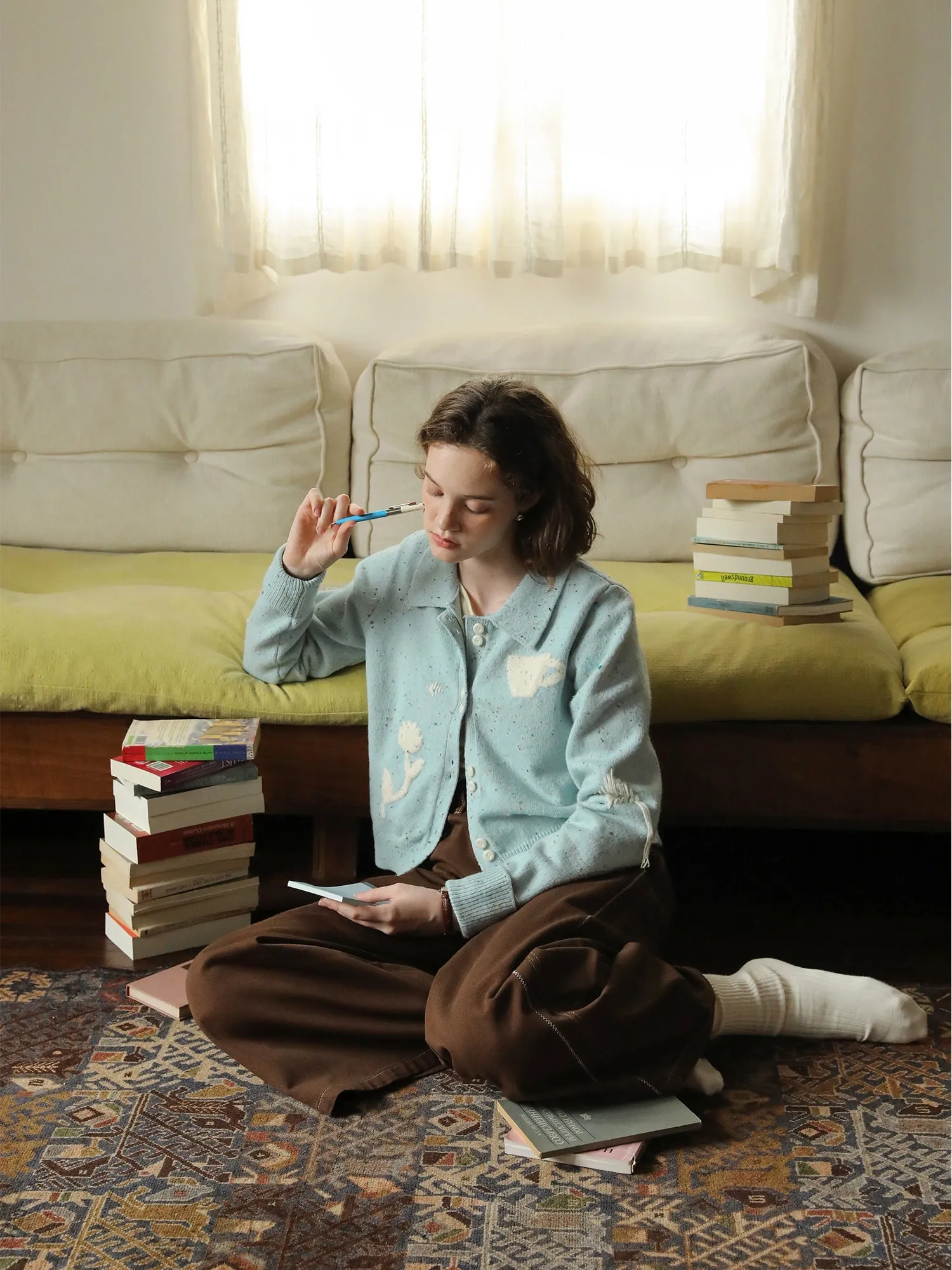 Hand-Painted Knitted Cardigan