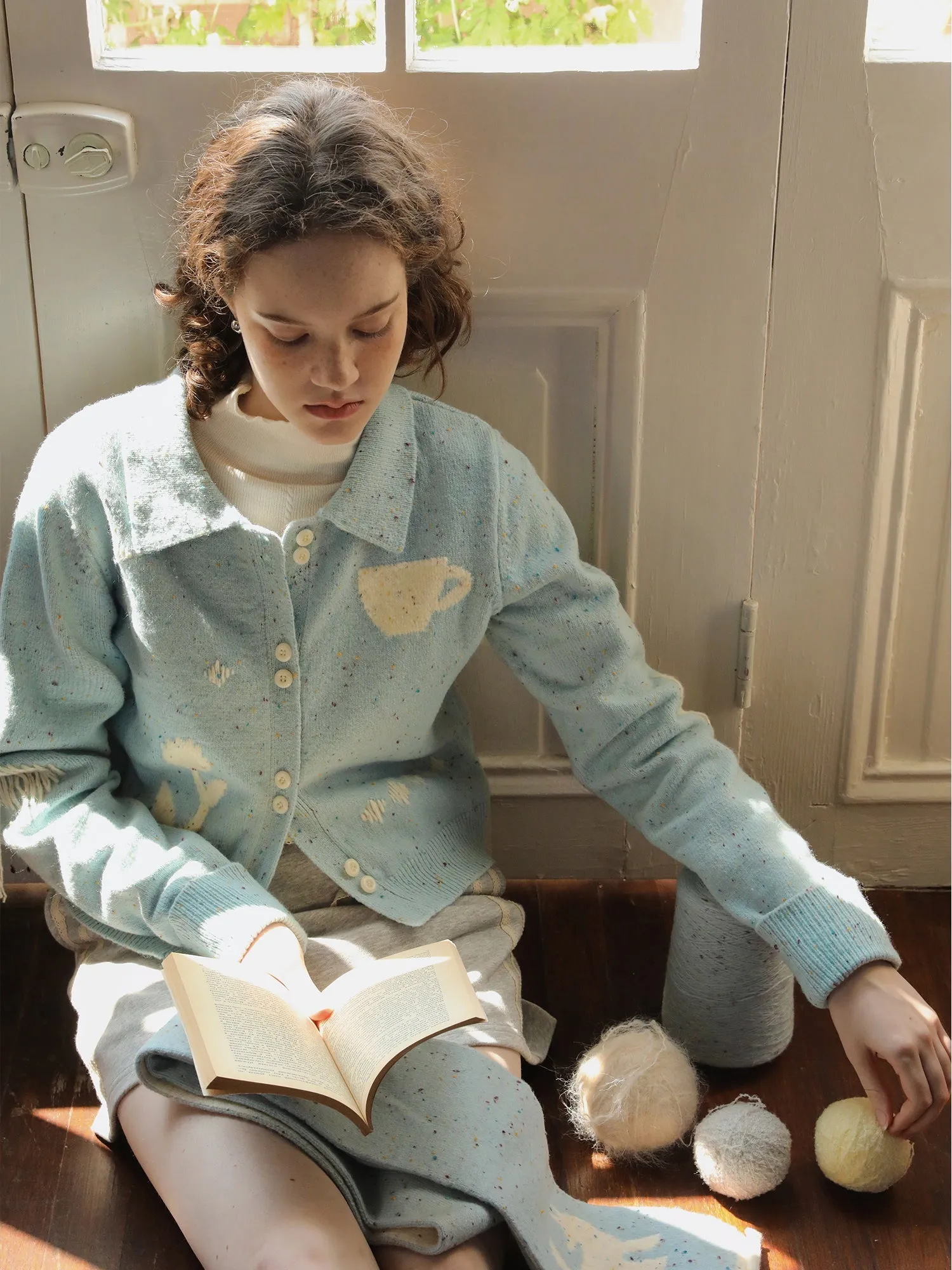 Hand-Painted Knitted Cardigan