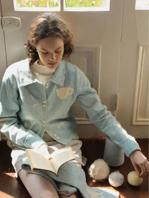 Hand-Painted Knitted Cardigan