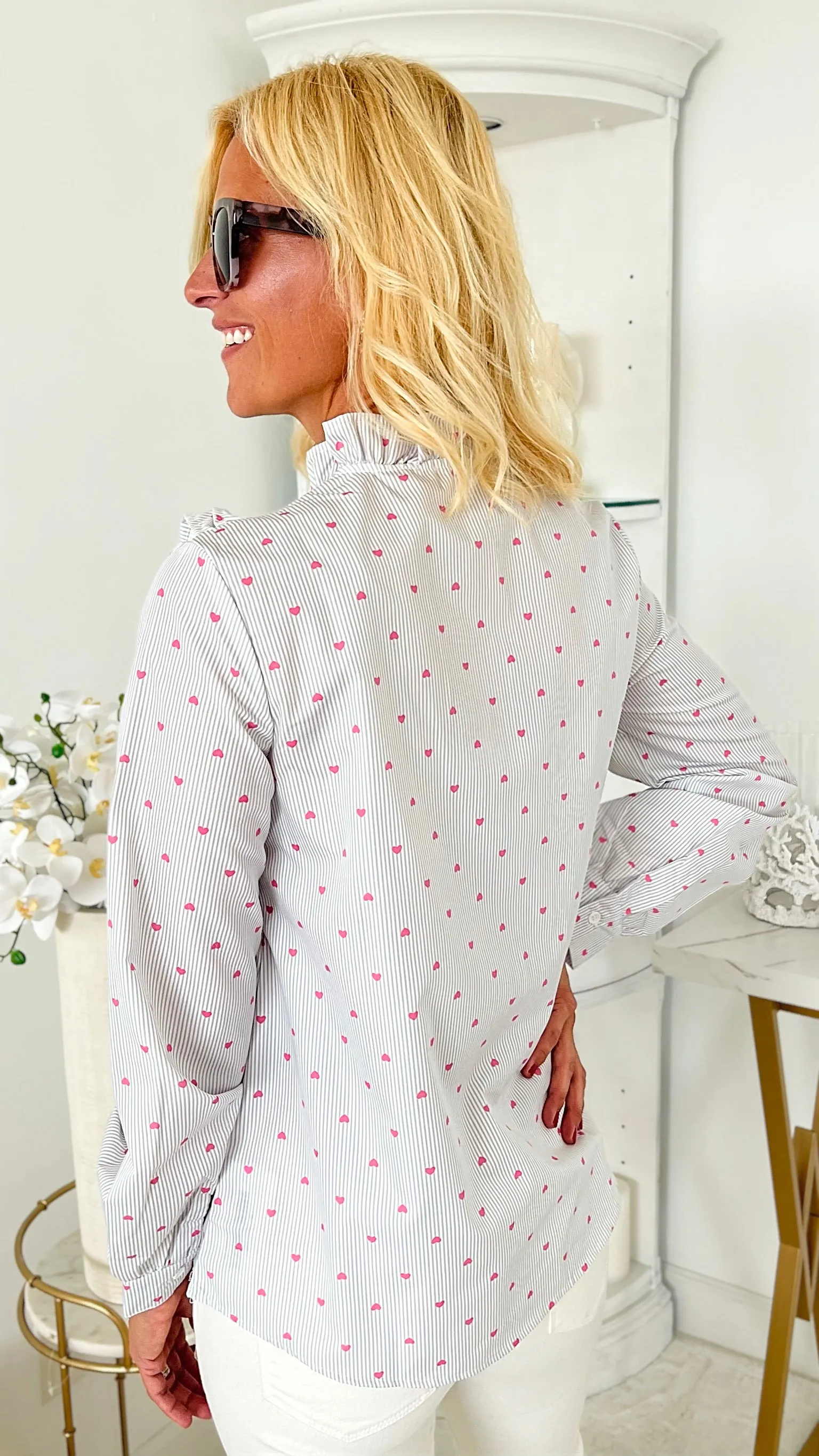Have My Heart Ruffle Button Down Top