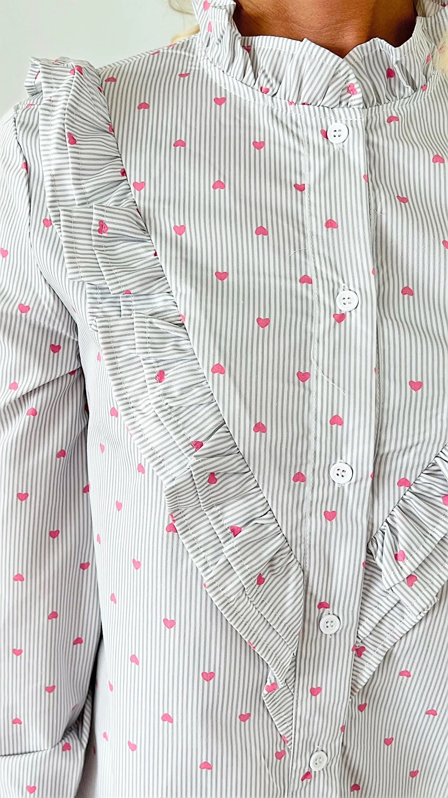 Have My Heart Ruffle Button Down Top