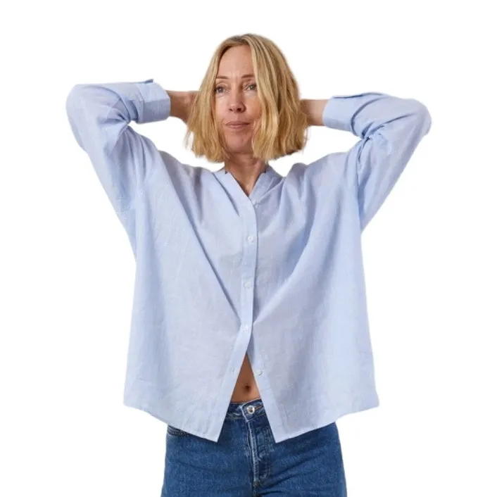 Heidi Cotton Shirt in Blue Stripe